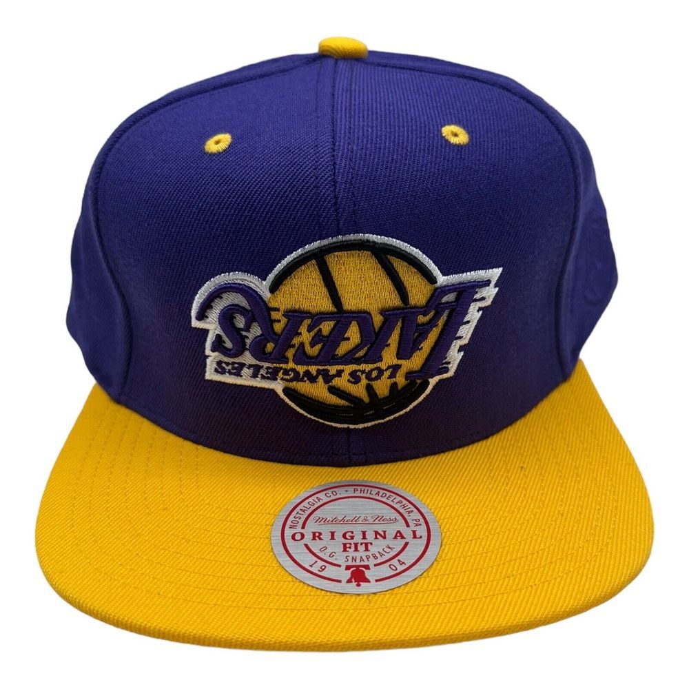 NWT Los Angeles‎ Lakers Mitchell & Ness Upside Down Logo NBA Snapback Hat Purple